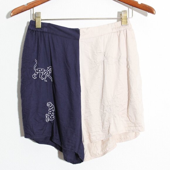 SANI Colorblock Bandeau & High Rise Short Set Embroidered Navy Cream Size Small - Picture 7 of 16